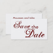 Custom maroon letter save the date wedding cards (Front/Back)