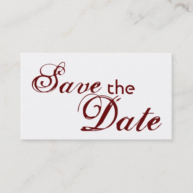 Custom maroon letter save the date wedding cards (Front)