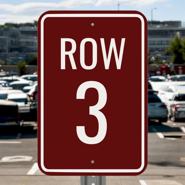 Custom Maroon Parking Lot Row Area Number Outdoor Metal Sign (Creator Uploaded)