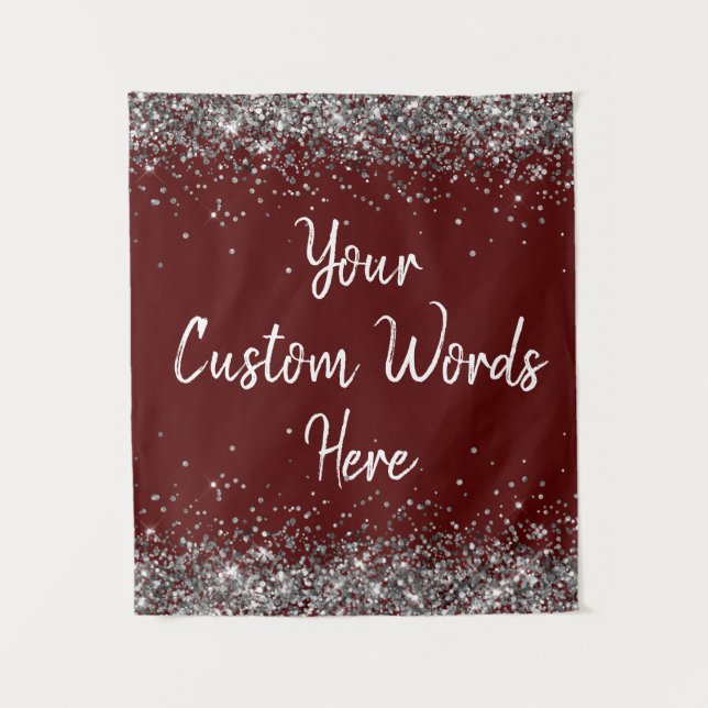 Custom Maroon Personalized Birthday Party Prop Tapestry (Front)