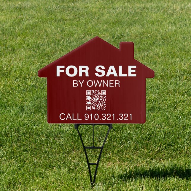 Custom Maroon QR Code For Sale Real Estate Sign (Insitu)