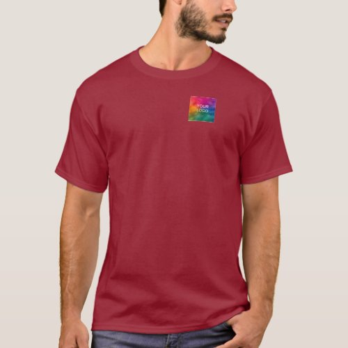 Custom Maroon Red Add Upload Company Logo T_Shirt