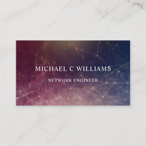 Custom Maroon Red Blue Particles Circuit  Business Card