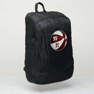 Custom maroon white team colors basketball port authority® backpack