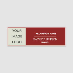 Custom Maroon with Crisp White and Elegant Borders Name Tag