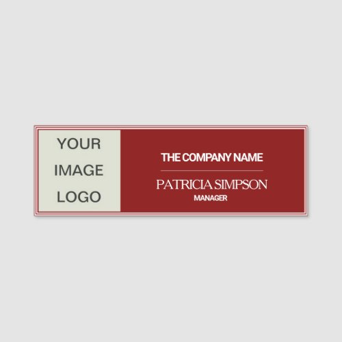 Custom Maroon with Crisp White and Elegant Borders Name Tag