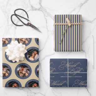 Custom Married and Bright Newlyweds Christmas Wrapping Paper Sheets