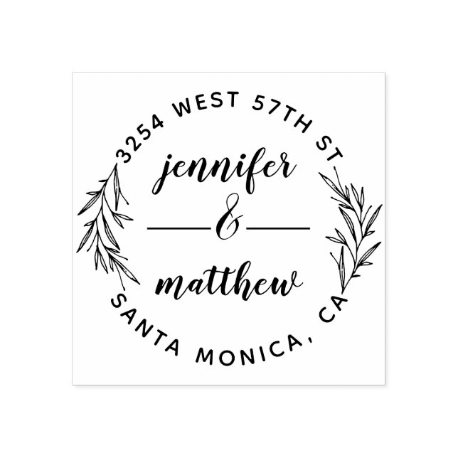Custom Married Couple Elegant Return Address Rubber Stamp (Imprint)