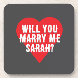 custom marry me heart proposal  beverage coaster
