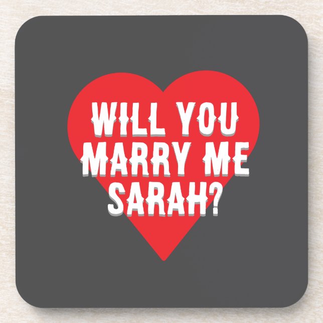 custom marry me heart proposal  beverage coaster (Front)
