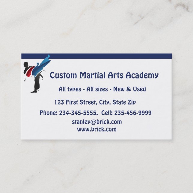 Custom Martial Arts Academy Business Card (Front)