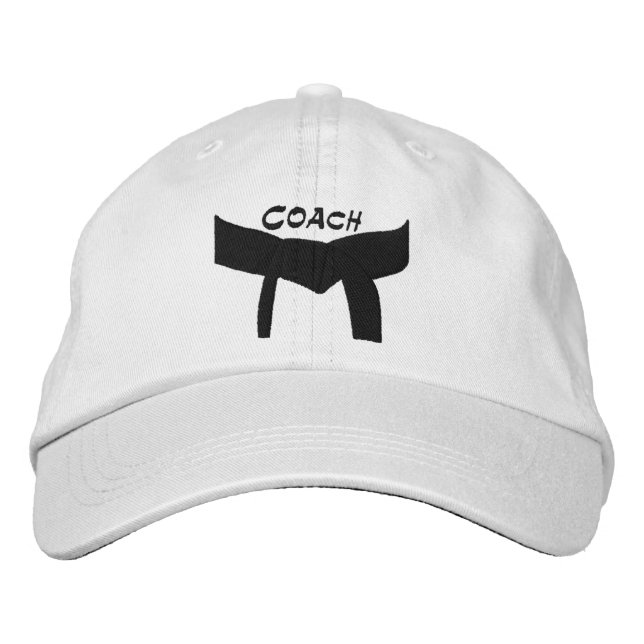 Custom Martial Arts Black Belt Coach Embroidered Baseball Cap (Front)