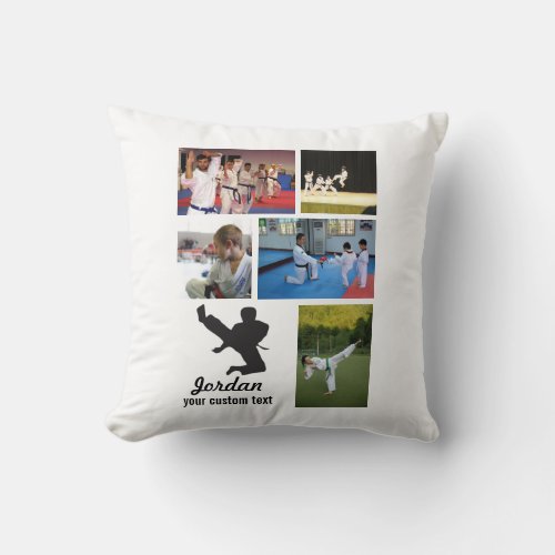 Custom Martial Arts Karate 5 Photo Collage Throw Pillow