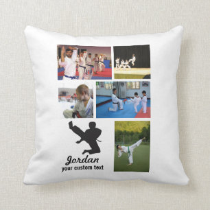 Custom Martial Arts Karate 5 Photo Collage Throw Pillow