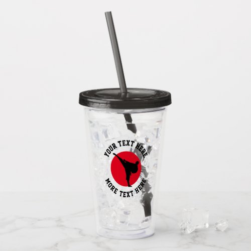 Custom martial arts karate fighter transparent acrylic tumbler