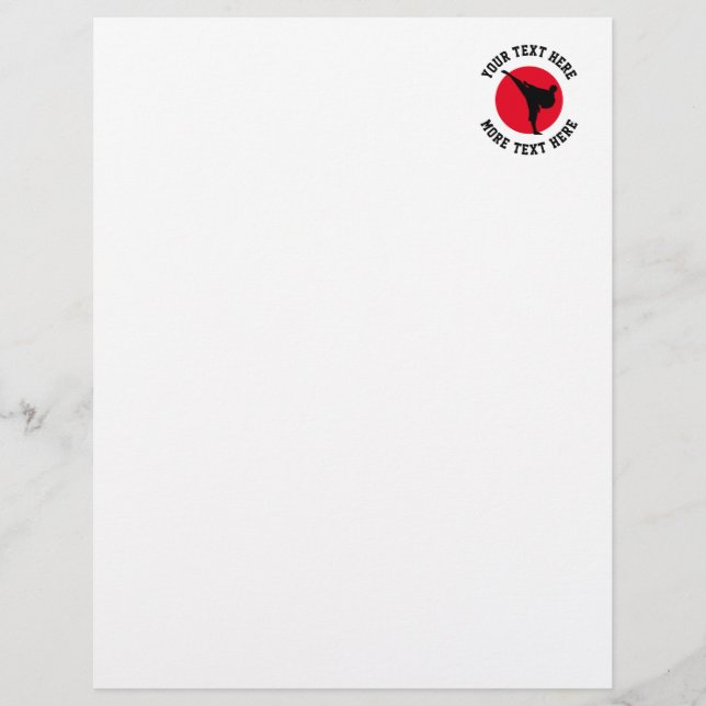 Custom martial arts karate kick silhouette letterhead (Front)