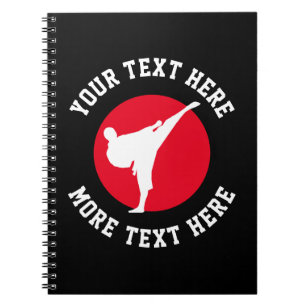 Custom martial arts karate kick silhouette lined notebook