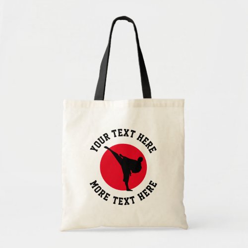 Custom martial arts karate kick silhouette tote bag