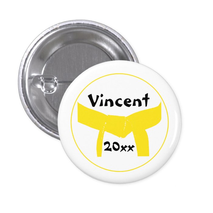 Custom Martial Arts Yellow Belt Button