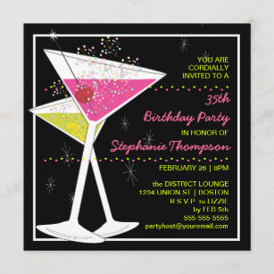 CUSTOM Martini Cocktail Birthday Party Invitation