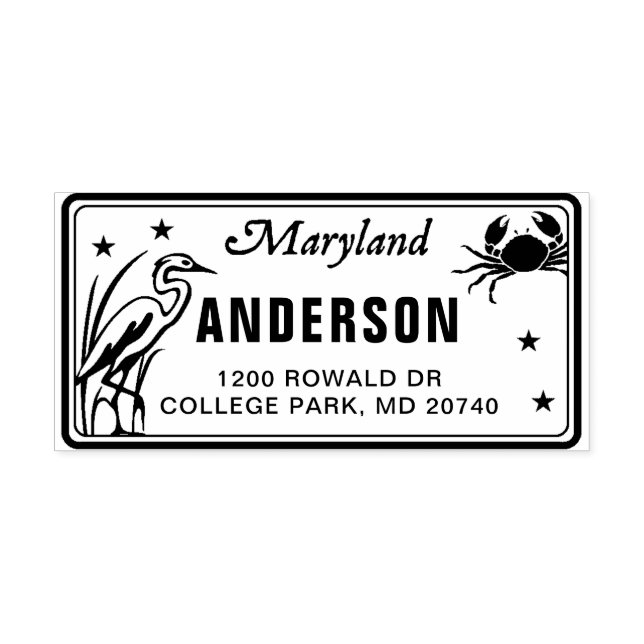 Custom Maryland License Plate Return Address Stamp (Design)
