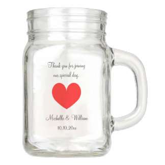 Custom mason jar glass for country chic wedding
