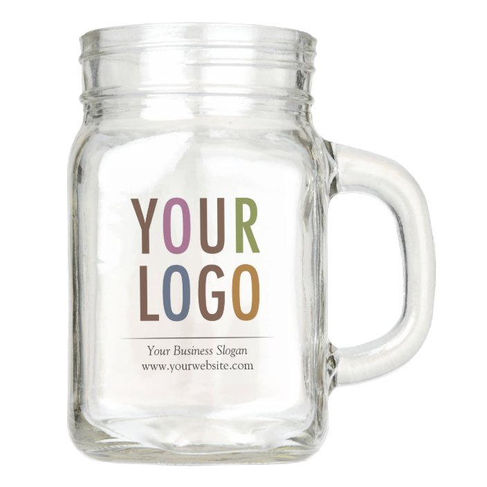 Custom Mason Jar Glass Mug Company Logo No Minimum