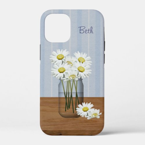 Custom Mason Jar Of Daisies  iPhone 12 Mini Case