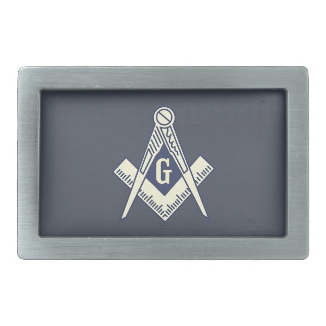 Custom Masonic Blue Lodge Belt Buckle Rectangle (Front)