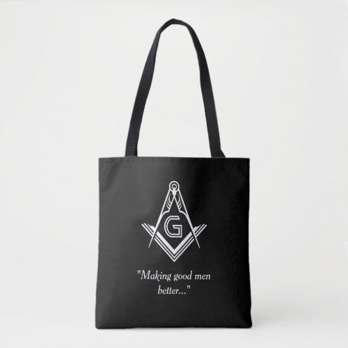 Custom Masonic Gifts  Black Freemason Tote Bag