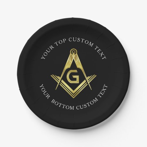 Custom Masonic Party Supplies  Black Gold Paper Plates