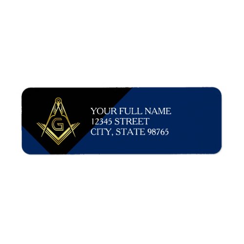 Custom Masonic Return Address Labels  Blue  Gold