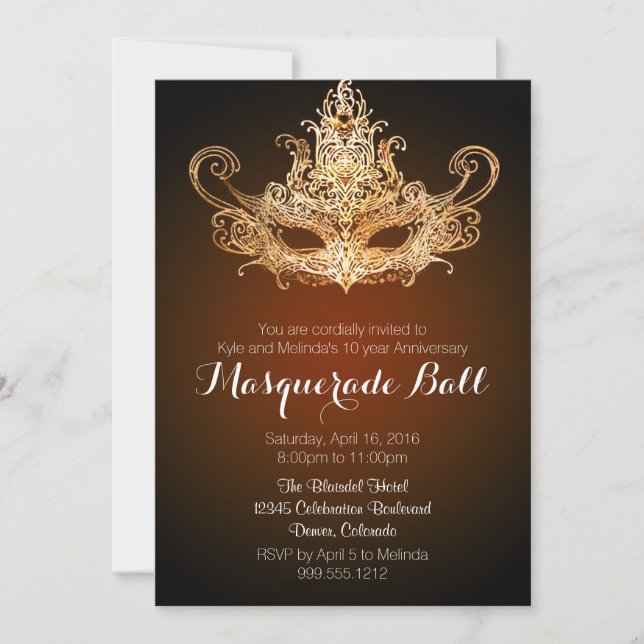 Custom Masquerade Ball Anniversary Invitations (Front)