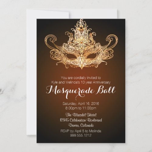 Custom Masquerade Ball Anniversary Invitations