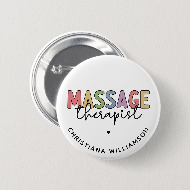 Custom Massage Therapist | Massage Therapy Gift Button (Front & Back)