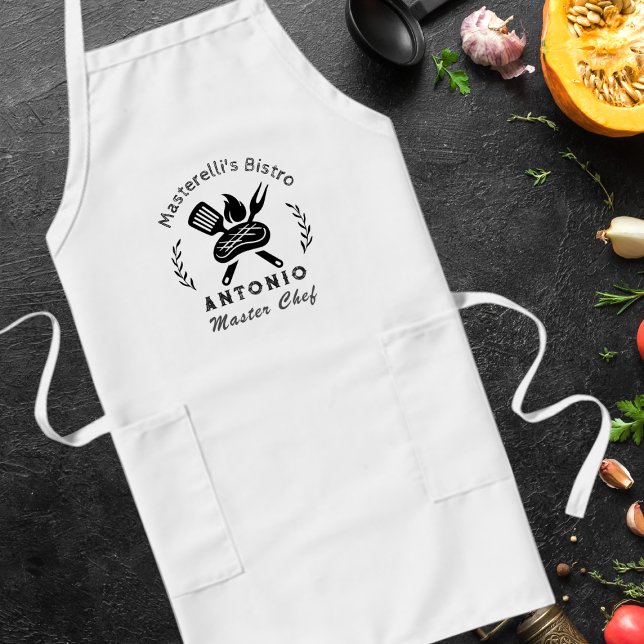 Custom Master Chef with Grilling Utensil Graphic Long Apron (Creator Uploaded)