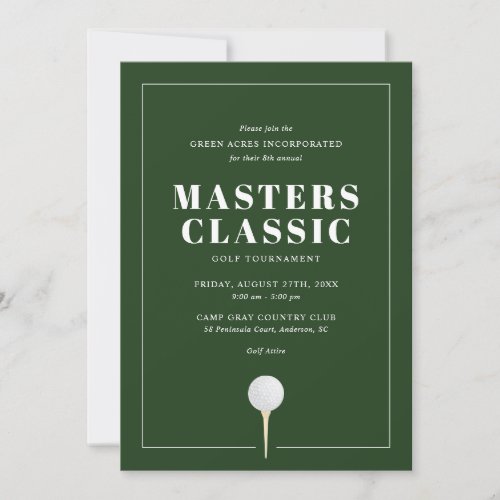 Custom Masters Classic Golf Tournament Invitation