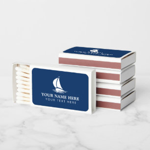 Custom match boxes with sail boat name and logo