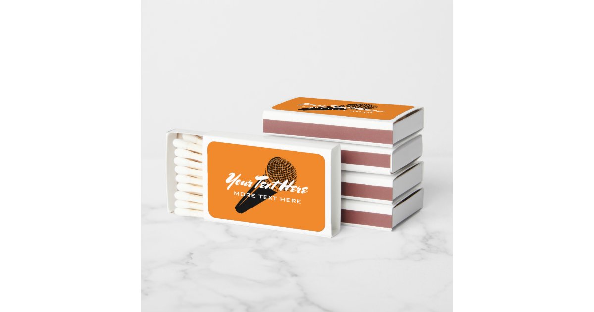 Custom matchboxes with microphone logo Zazzle