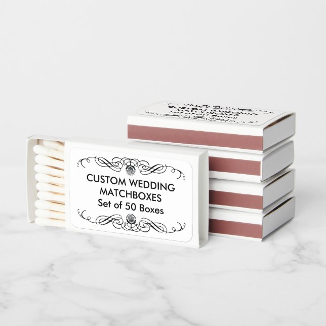 Custom MATCHES for a Wedding (50 Boxes) (Stacked)