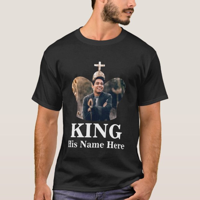 Custom Matching couple king queen crown photo T-Sh T-Shirt (Front)