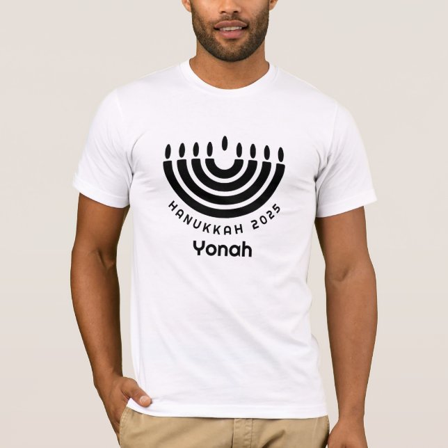 Custom Matching Hanukkah 2025 Menorah Minimalist T-Shirt (Front)