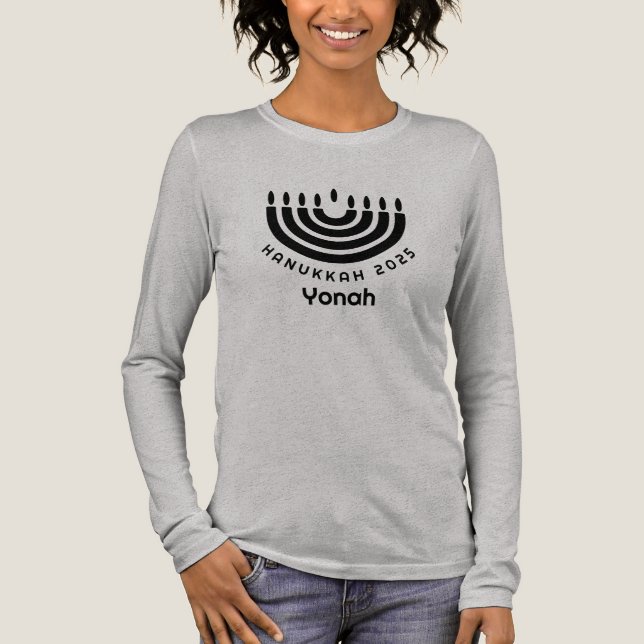 Custom Matching Hanukkah 2025 Menorah Minimalist Tri-Blend Shirt (Front)