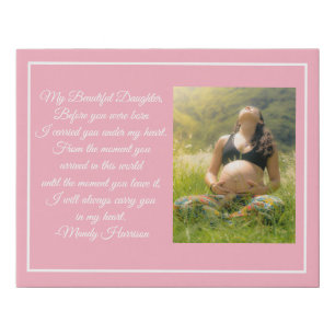 Custom Maternity Photo Beautiful Mom Quote Pink Faux Canvas Print