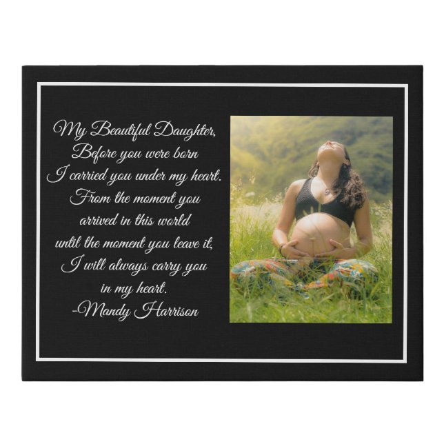 Custom Maternity Photo Beautiful Pregnancy Quote Faux Canvas Print (Front)
