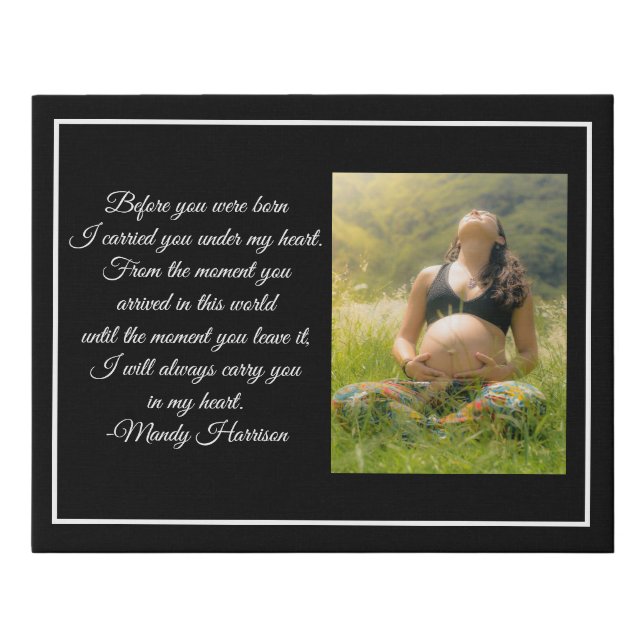 Custom Maternity Photo Beautiful Pregnancy Quote Faux Canvas Print (Front)