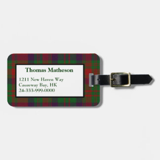 Custom Matheson Tartan Plaid Luggage Tag