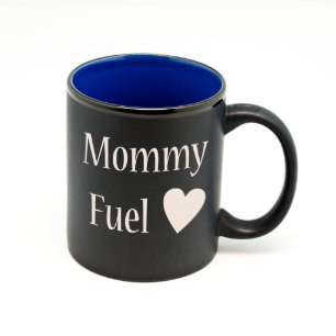 Custom Matte Black & Blue "Mommy Fuel" Mug