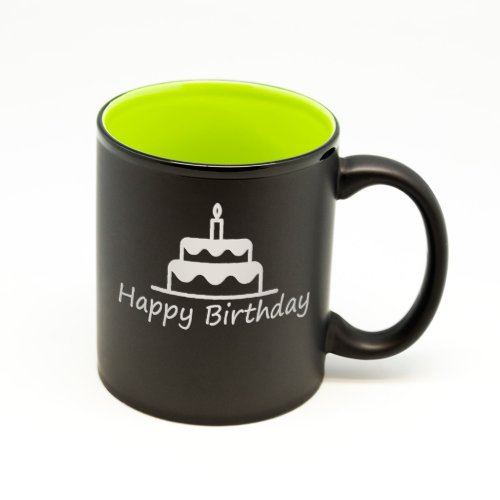 Custom Matte Black  Color Birthday Cake Mug