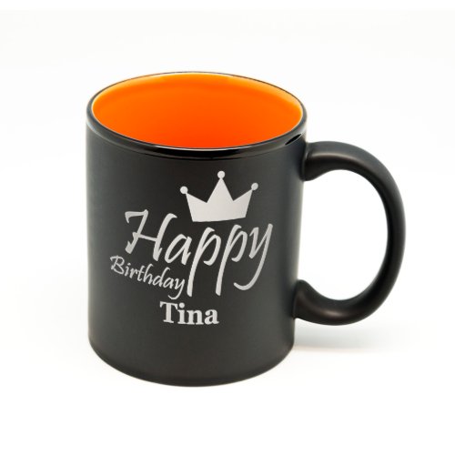 Custom Matte Black  Color Birthday Mug 374